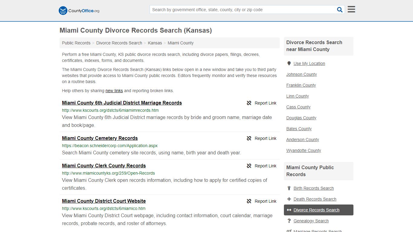 Divorce Records Search - Miami County, KS (Divorce ...